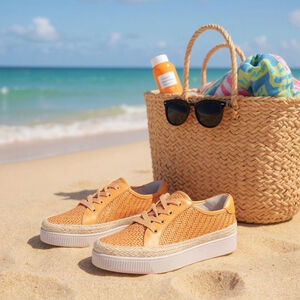 Franco Sarto Women Platform Sneaker 9.5 M Cantaloupe Orange - Yellow Espadrille